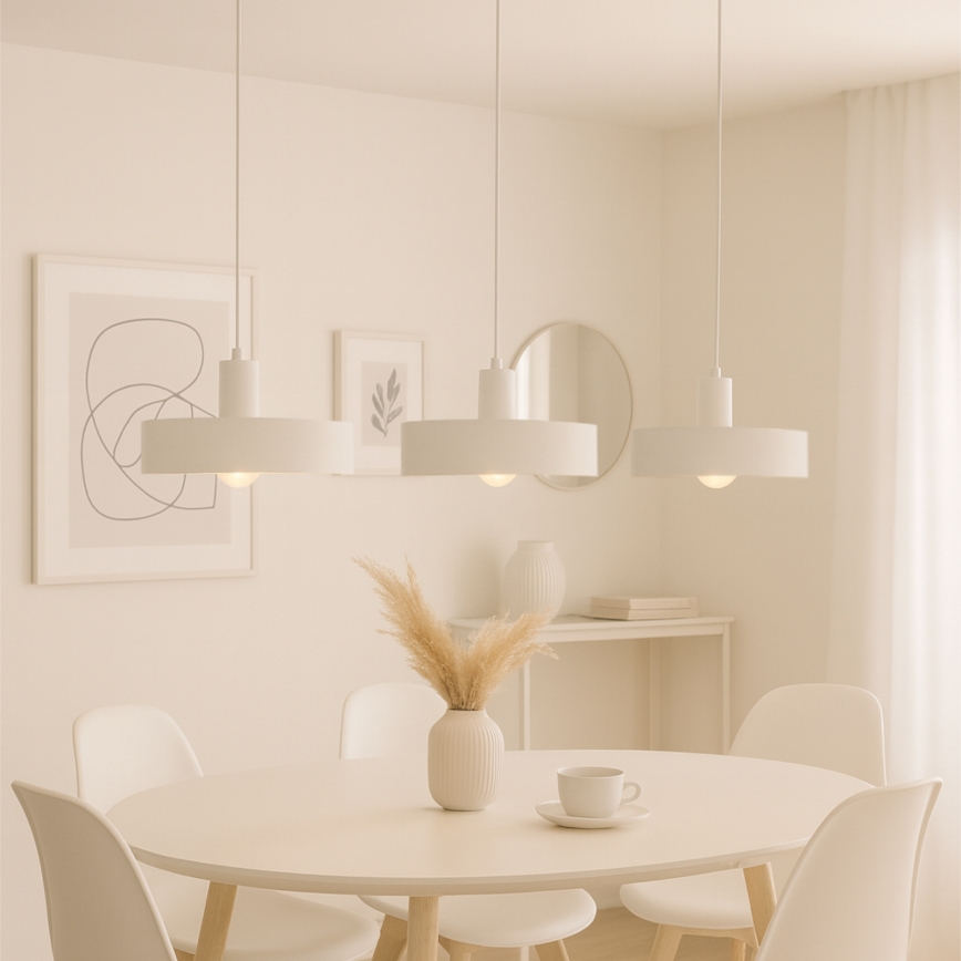 Kaapelikiinnitteinen kattokruunu ARCANE 3xE27/60W/230V valkoinen