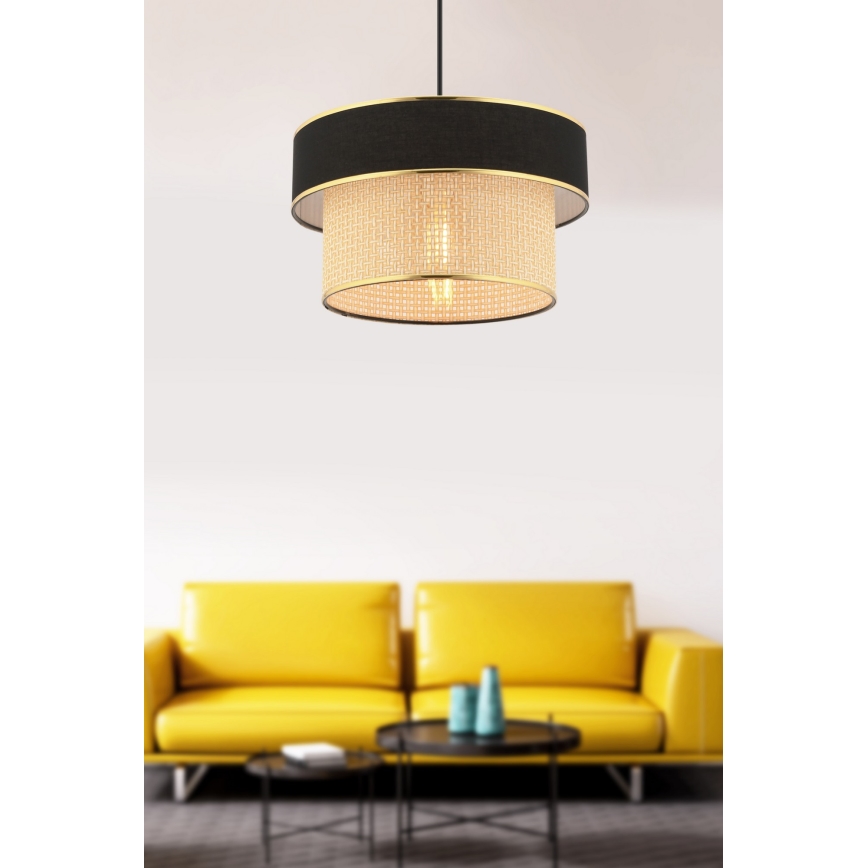 Kaapelikiinnitteinen riippuvalaisin ERO 1xE27/60W/230V musta/beige