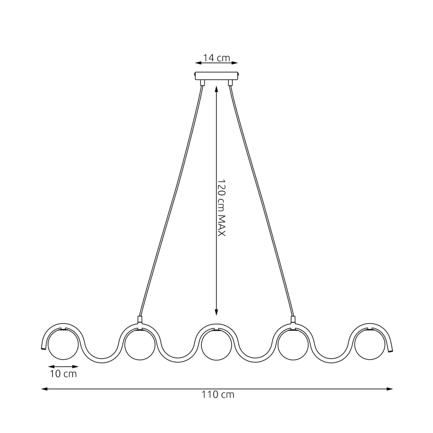Kaapelikiinnitteinen riippuvalaisin SINUS 5xG9/8W/230V valkoinen