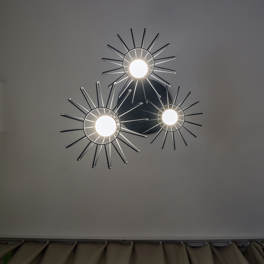 Kaapelikiinnitteinen riippuvalaisin SOLANO 3xE27/15W/230V musta/kiiltävä kromi