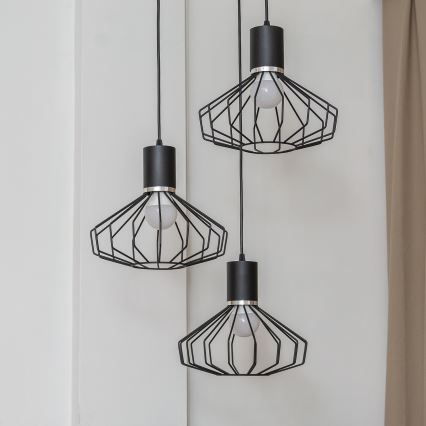Kaapelikiinnitteinen riippuvalaisin SOLANO 3xE27/15W/230V musta/kiiltävä kromi