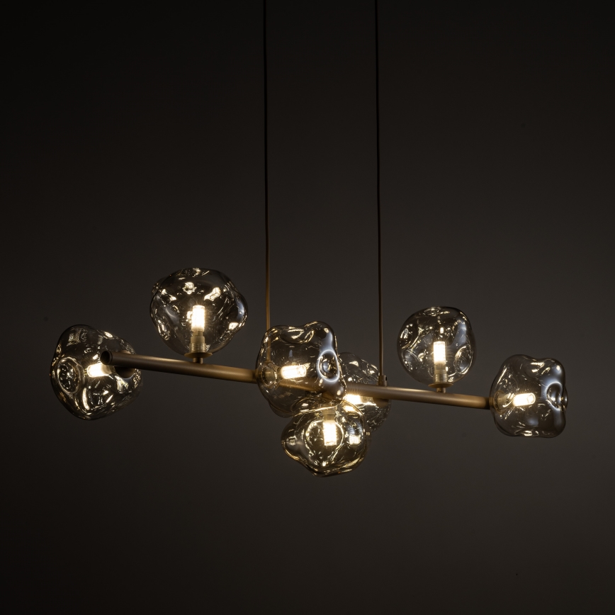 Kaapelilla ripustettava LAVA-riippuvalaisin 7xG9/8W/230V, beige/savunbeige