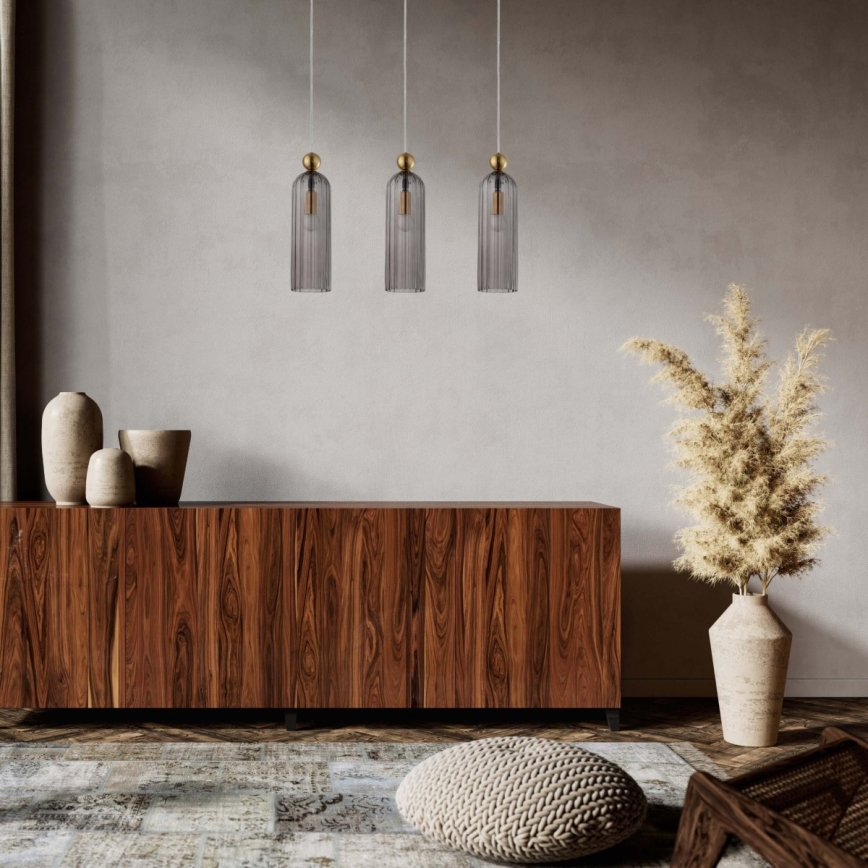 Kaapeliriippuvalaisin PIEGA 3xE14/40W/230V messinki/savunmusta