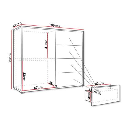 Kaappi GESITA 93x41 cm valkoinen