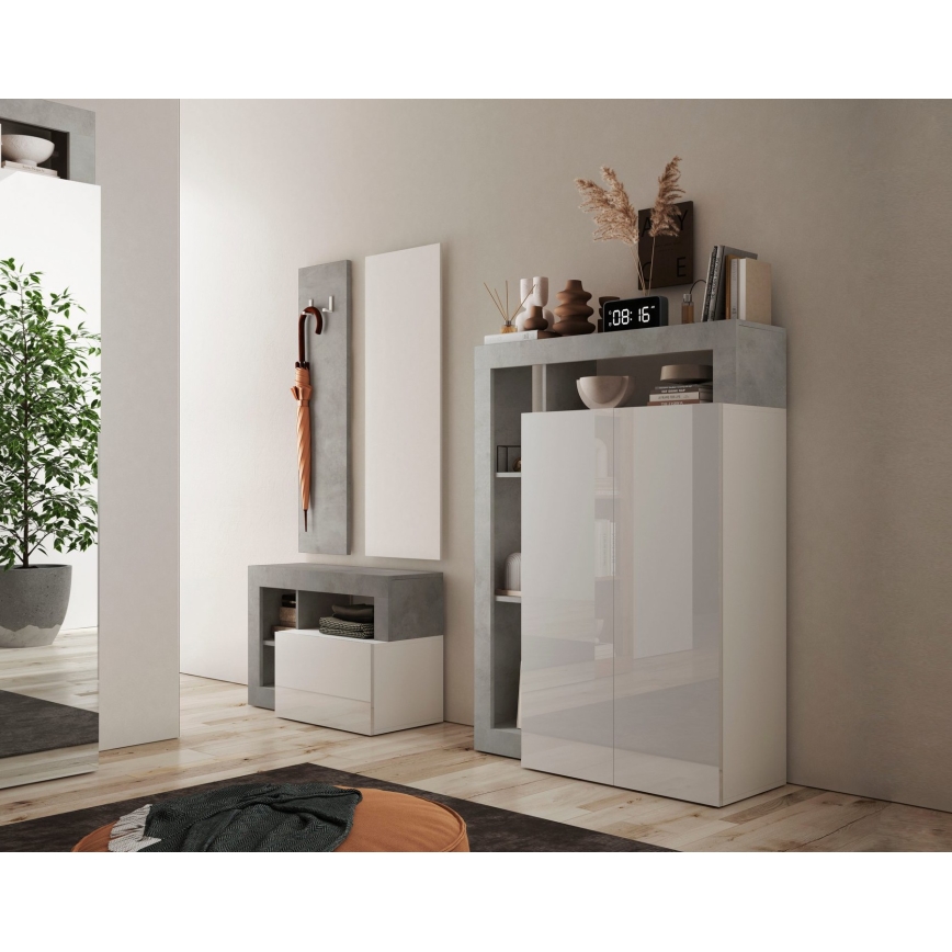 Kaappi LENOR valkoinen/harmaa betoni