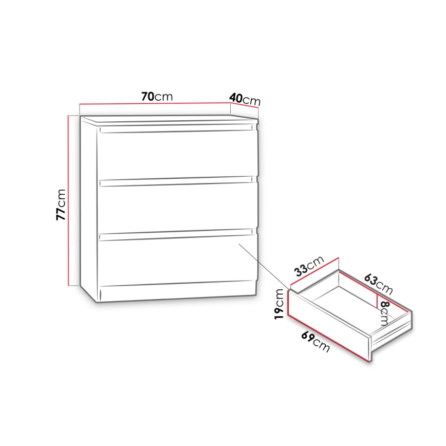 Kaappi MALWA 77x70 cm musta