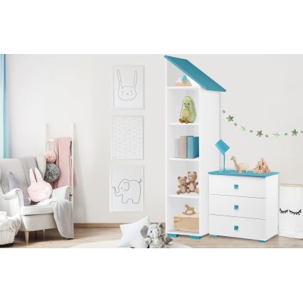 Kaappi PABIS 87x83 cm valkoinen/sininen