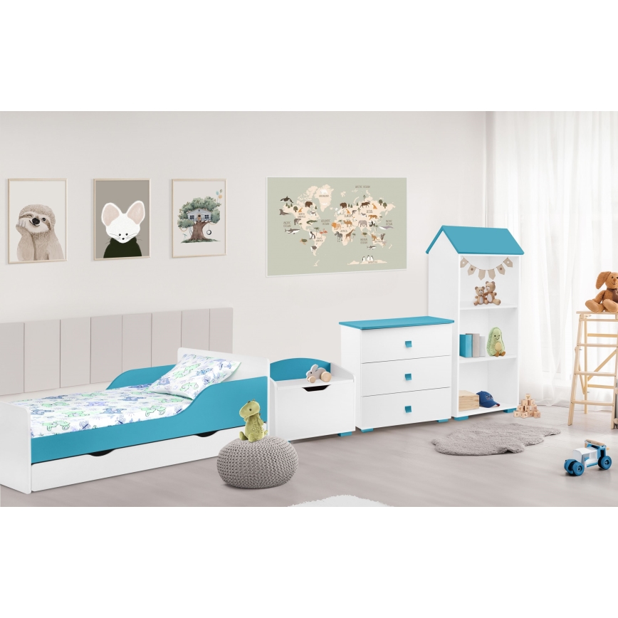 Kaappi PABIS 87x83 cm valkoinen/sininen