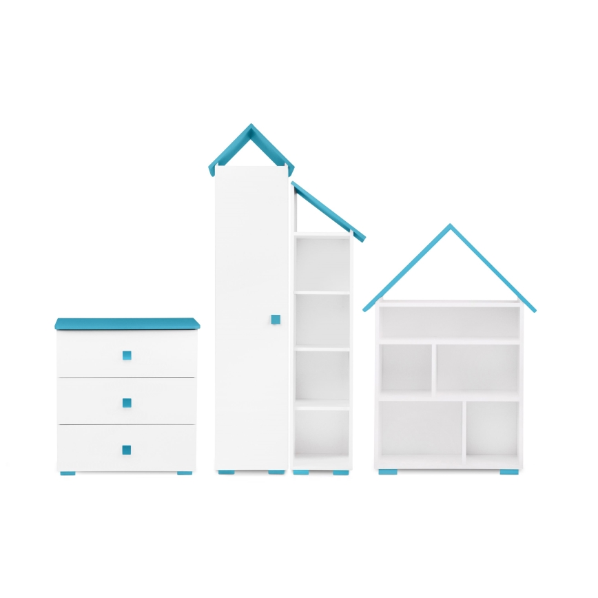 Kaappi PABIS 87x83 cm valkoinen/sininen