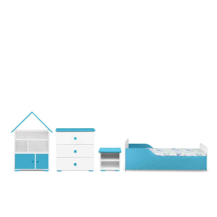 Kaappi PABIS 87x83 cm valkoinen/sininen