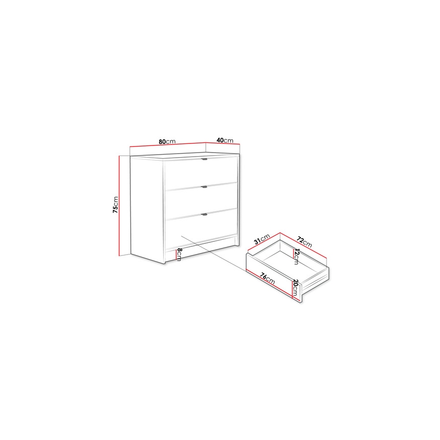 Kaappi TIRENO 75x80 cm musta
