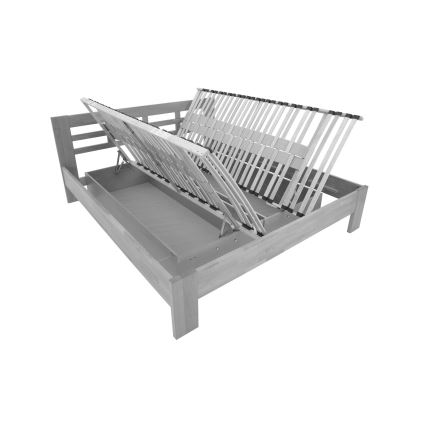 Kaksi vuoteen puusta, jossa on säilytystila ANGELA 180x200 cm valkoinen