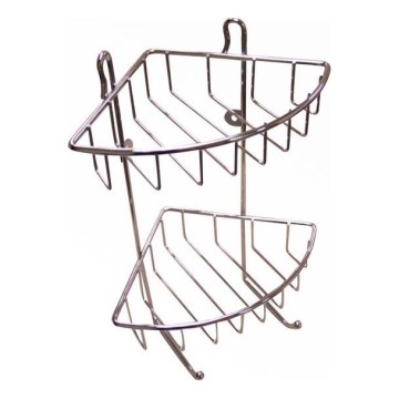 Kaksikerroksinen seinähylly suihkuun 22,5x30 cm kiiltävä kromi