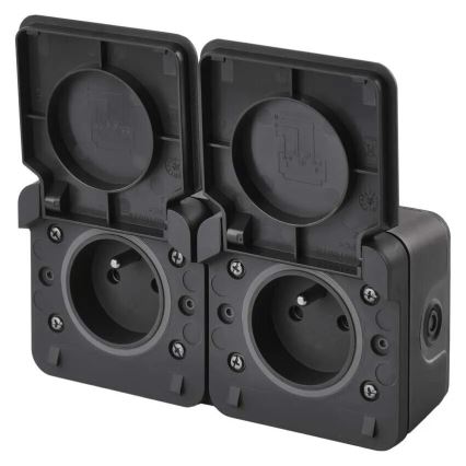 Kaksinkertainen pistorasia kohteelle humid environment IP55