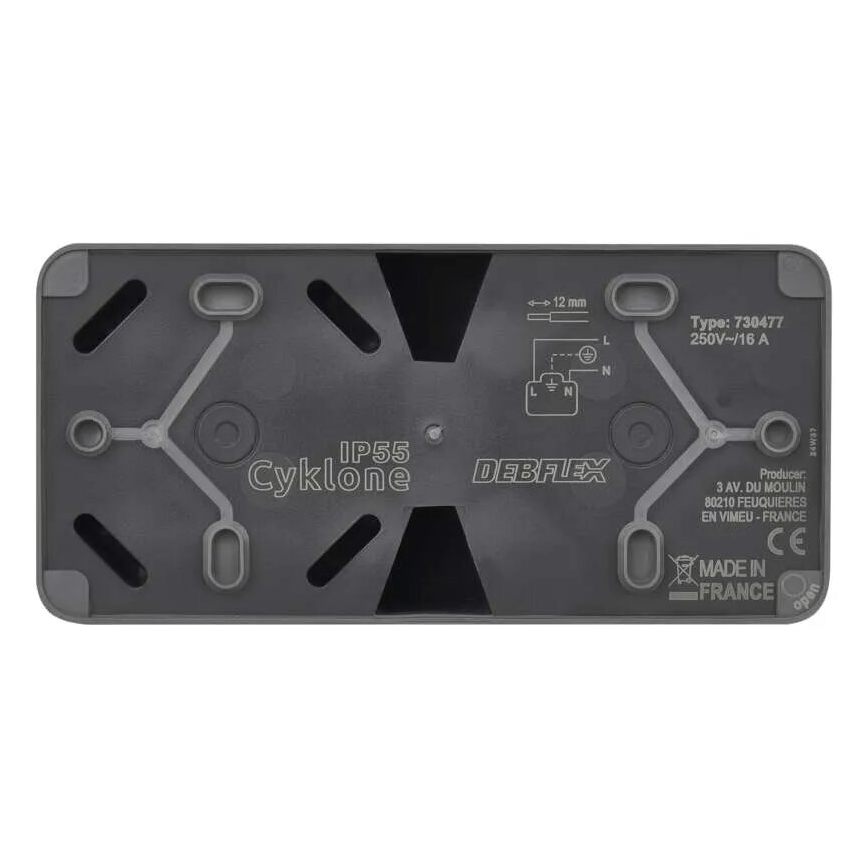 Kaksinkertainen pistorasia kohteelle humid environment IP55