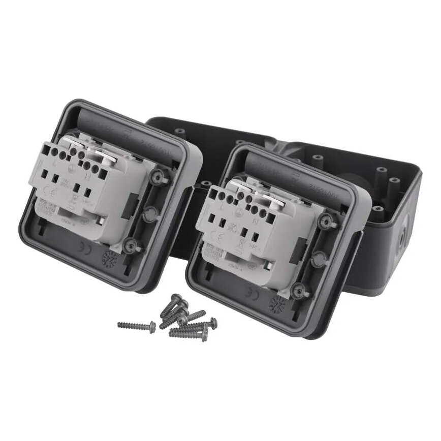 Kaksinkertainen pistorasia kohteelle humid environment IP55