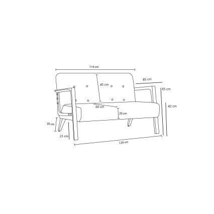 Kaksipaikkainen sohva TUMI antrasiitti