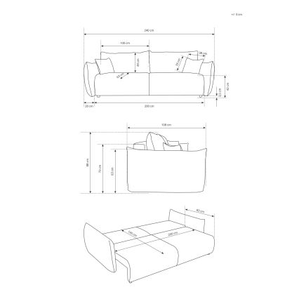 Kaksipaikkainen vuodesohva FRIDA ruskea