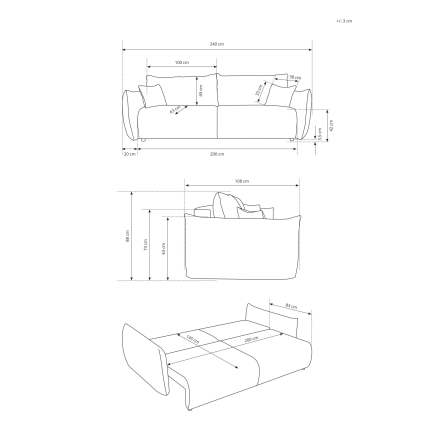 Kaksipaikkainen vuodesohva FRIDA ruskea