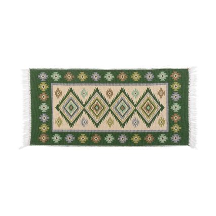 Kaksipuolinen orientaalinen KILIM-matto 80x150 cm vihreä/beige