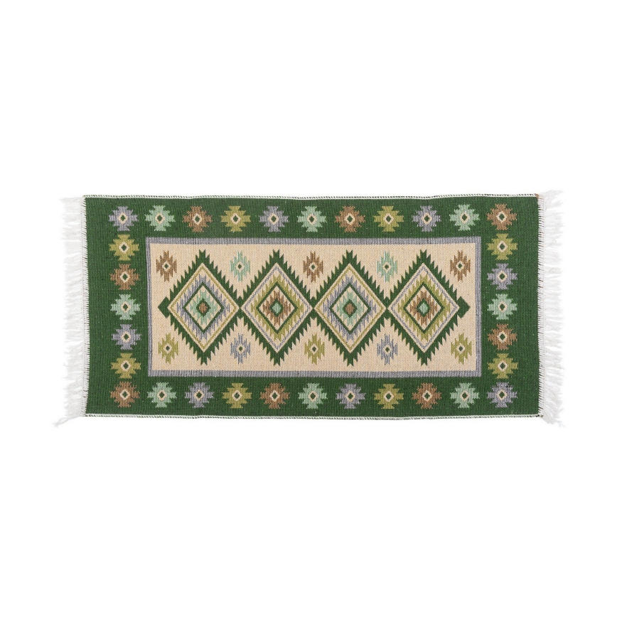 Kaksipuolinen orientaalinen KILIM-matto 80x150 cm vihreä/beige