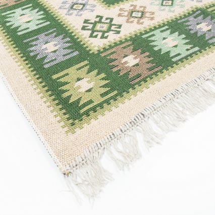 Kaksipuolinen orientaalinen KILIM-matto 80x150 cm vihreä/beige