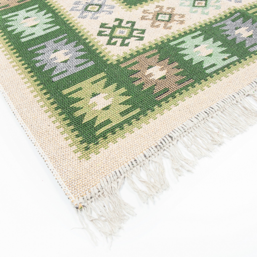 Kaksipuolinen orientaalinen KILIM-matto 80x150 cm vihreä/beige