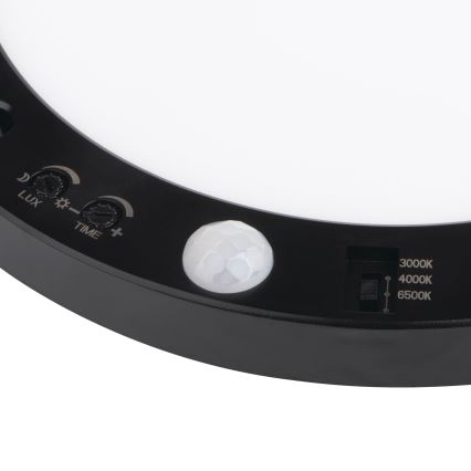 LED Katto/uppovalaisin liiketunnistimella 2-in-1 ERGA LED/17W/230V 3000/4000/6500K musta