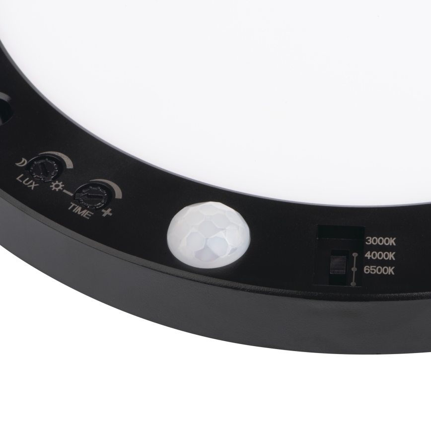 LED Katto/uppovalaisin liiketunnistimella 2-in-1 ERGA LED/17W/230V 3000/4000/6500K musta