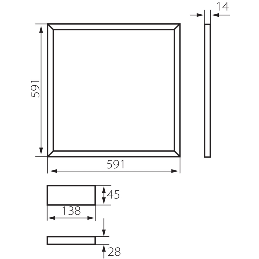 LED Upotettu runko AVAR LED/40W/230V 6000K 59x59 cm