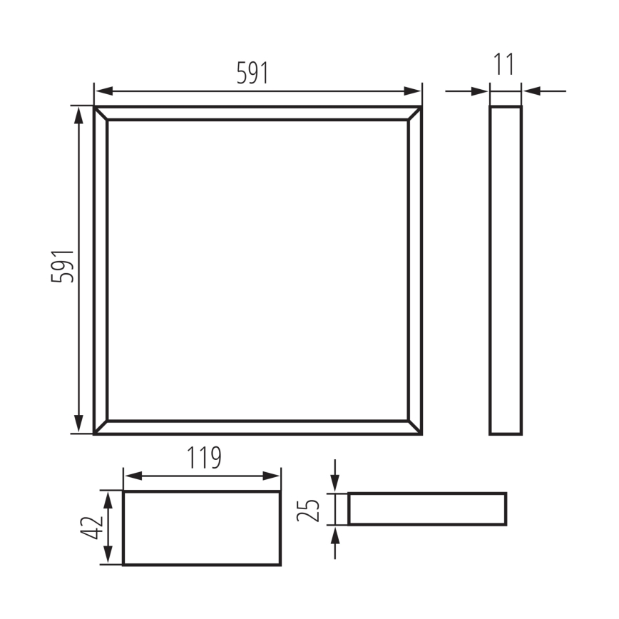LED-alakattoasennuskehys AVAR LED/32W/230V 4000K 59x59 cm