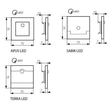 LED-porrasvalaisin tunnistimella LED/0,8W/12V 3000K