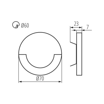 LED-seinävalaisin portaikkoon SOLA LED/0,8W/12V 3000K, asennusrasia mukana