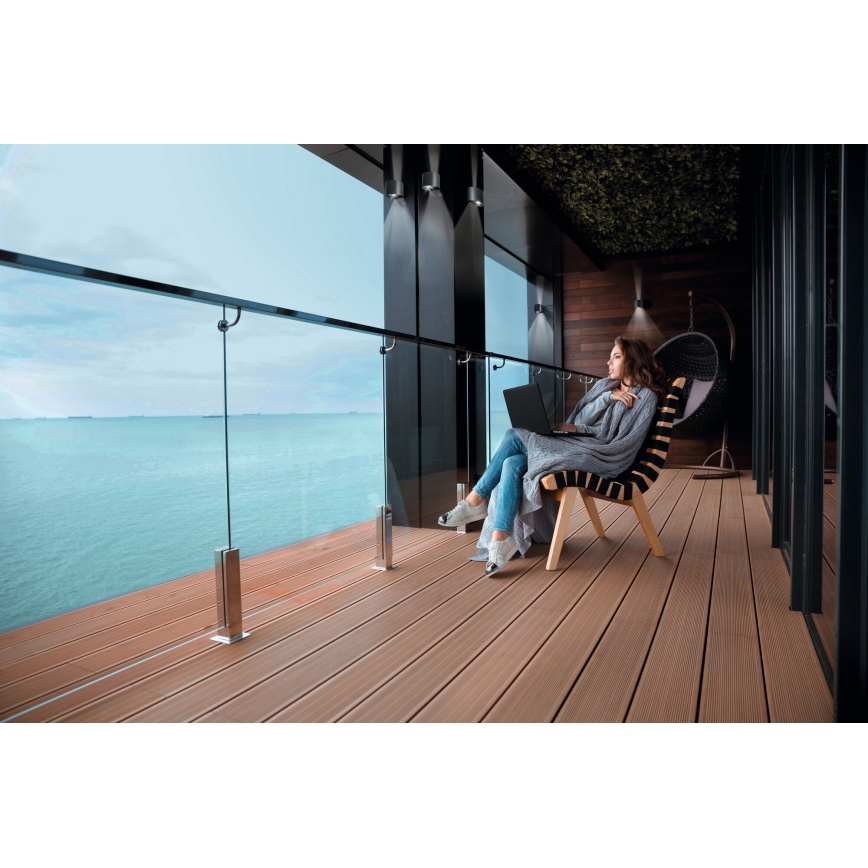 LED-ulko­seinävalaisin liiketunnistimella ja hämäräkytkimellä REKA LED/7W/230V IP54, antrasiitti, pyöreä