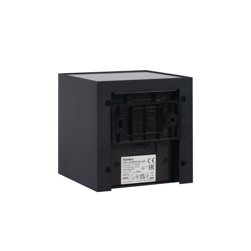 LED-aurinkokennoseinävalaisin anturilla REKA LED/3W/3,7V 1800 mAh 3000/4000/6500K IP65 musta