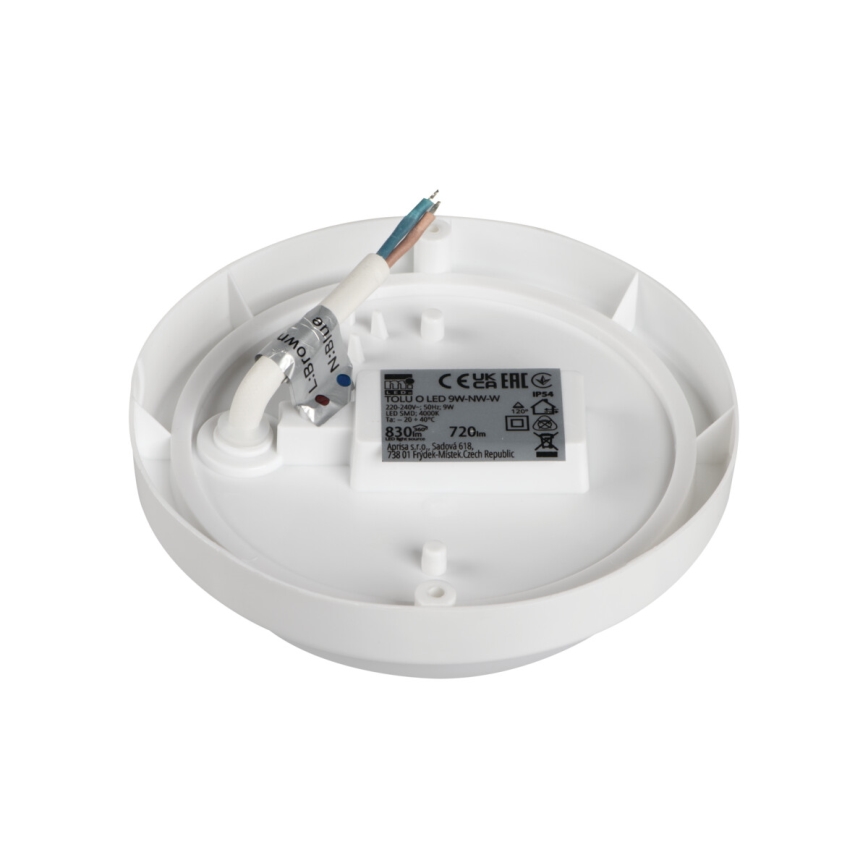 LED-kattovalaisin kylpyhuoneeseen TOLU LED/9W/230V 4000K IP54 valkoinen