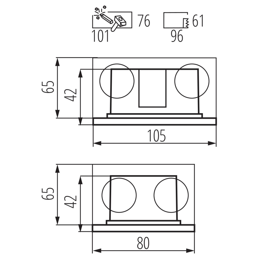 LED Sisäänrakennettu valo GLASI LED/3W/230V 3000K IP44 valkoinen