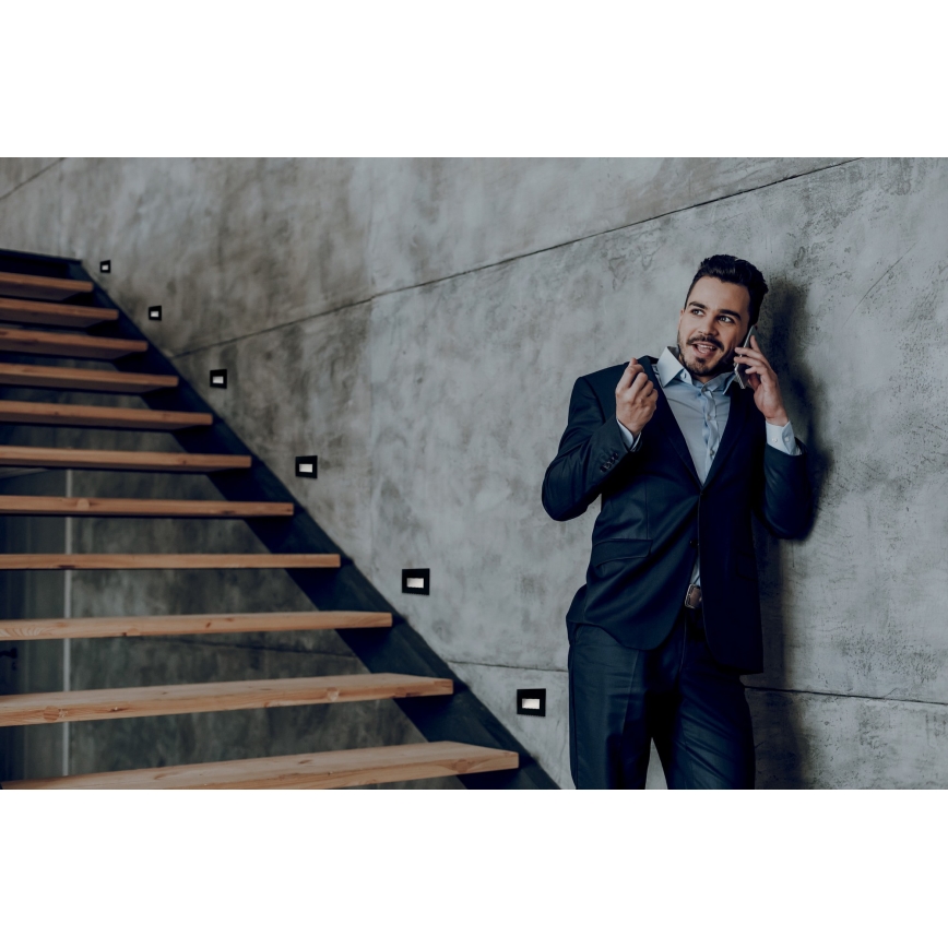 LED Sisäänrakennettu valo GLASI LED/3W/230V 4000K IP44 musta