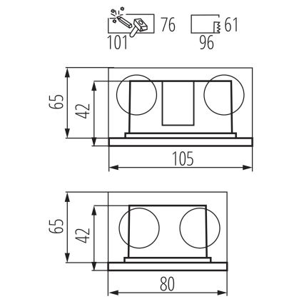 LED Sisäänrakennettu valo GLASI LED/3W/230V 4000K IP44 antrasiitti