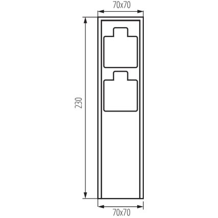 Ulkopistorasiapylväs DASTO 2Z Type E 230V IP44 antrasiitti