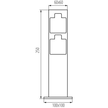 Ulkopistorasiapylväs NASTO 2Z Type E 230V IP44 antrasiitti