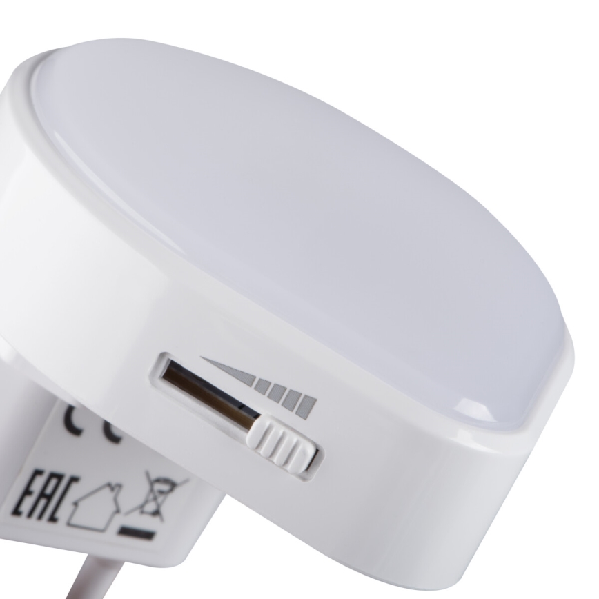Kanlux 37396 - LED Himmennettävä suuntaus kevyt hämäräanturilla pistorasialle ULOV LED/0,5W/230V valkoinen