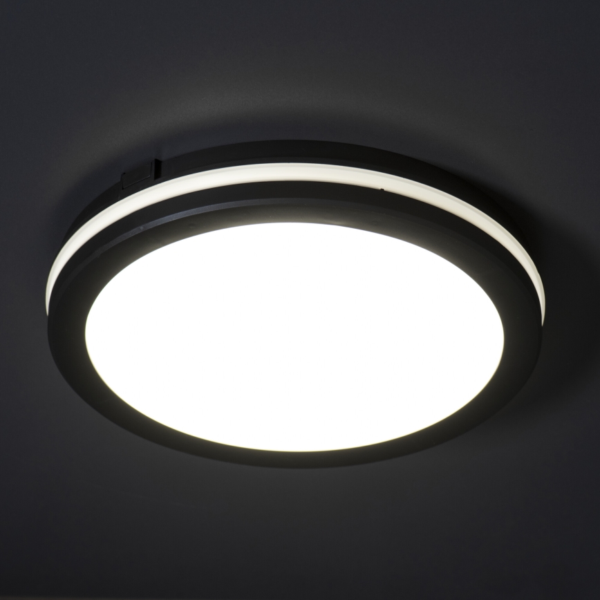 LED-ulkokattovalaisin BENO E LED/12W/230V 3000/4000/6500K halkaisija 20 cm IP65 musta