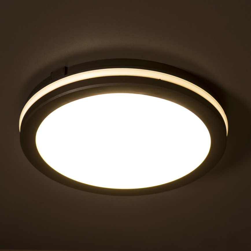 LED-ulkokattovalaisin BENO E LED/12W/230V 3000/4000/6500K halkaisija 20 cm IP65 musta