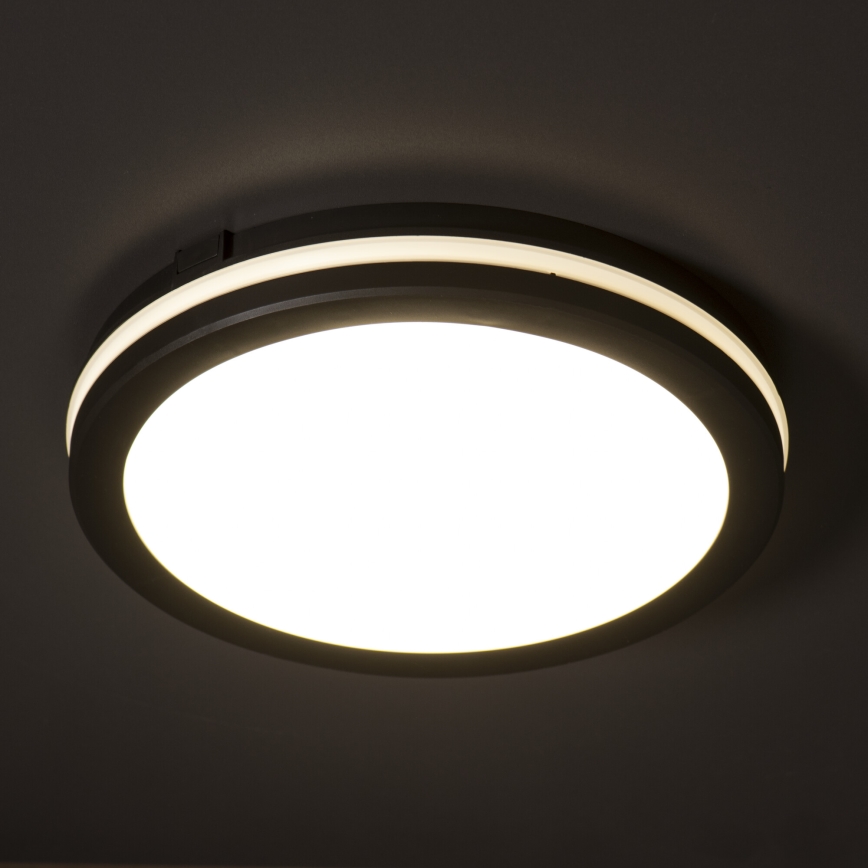 LED-ulkokattovalaisin BENO ECO LED/20W/230V 3000/4000/6500K halkaisija 20 cm IP65 musta