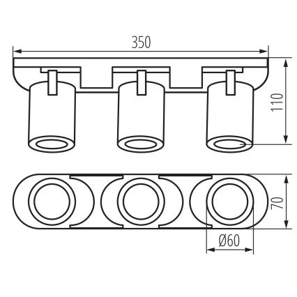 Kohdevalo LAURIN 3xGU10/10W/230V messinki/musta
