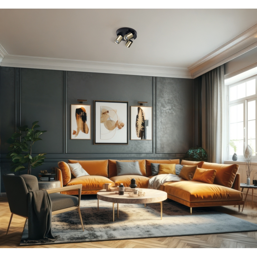 Kohdevalo LAURIN 3xGU10/10W/230V messinki/musta