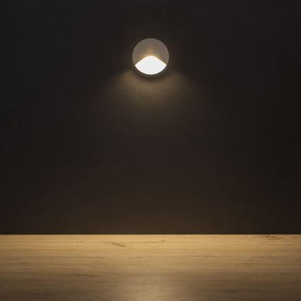 LED-porrasvalaisin liiketunnistimella ja hämäräkytkimellä EXIN LED 2,5 W 230 V 3000 K IP65, valkoinen, pyöreä