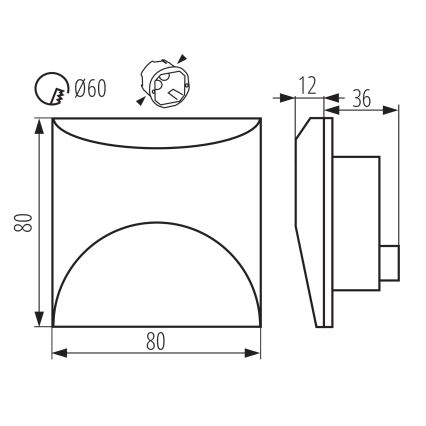 LED-porrasvalaisin EXIN LED/2,5W/230V 3000K IP65 antrasiitinharmaa neliömäinen