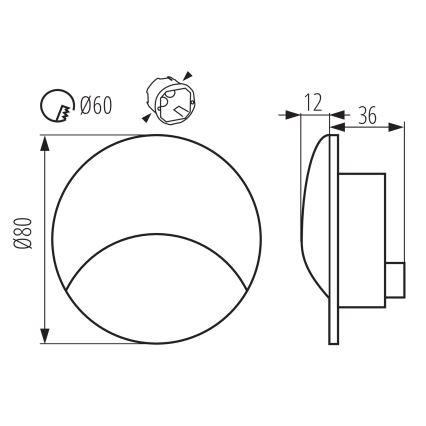 LED-porrasvalaisin EXIN LED/2,5W/230V 4000K IP65 antrasiitti pyöreä